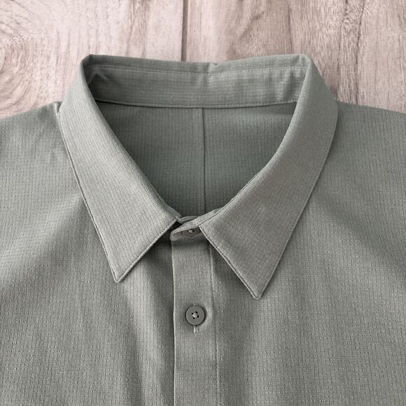 Lululemon Men’s Airing Easy Short Sleeve Button Up Shirt Green Size XXL - Picture 4 of 9